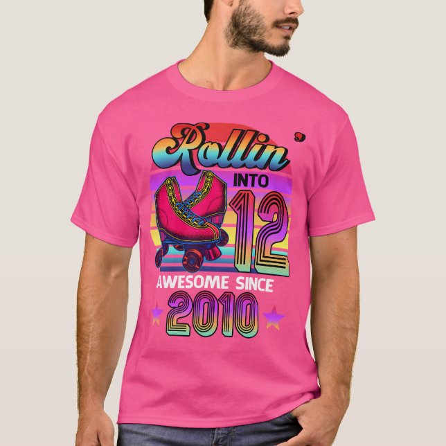 Rollin' Into 12 Awesome 2010 Roller Skating 12Th B T-Shirt (Vorderseite)