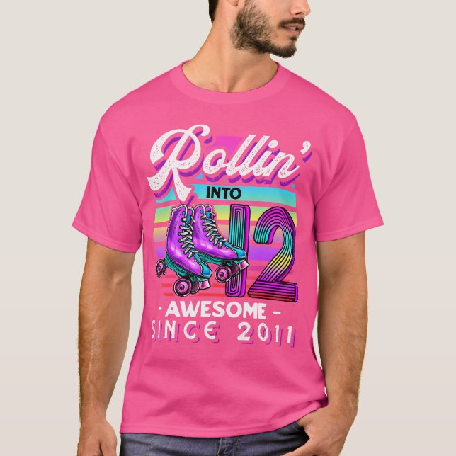 Rollin Into 12 Awesome 2011 Roller Skating 12Th Bi T-Shirt (Vorderseite)