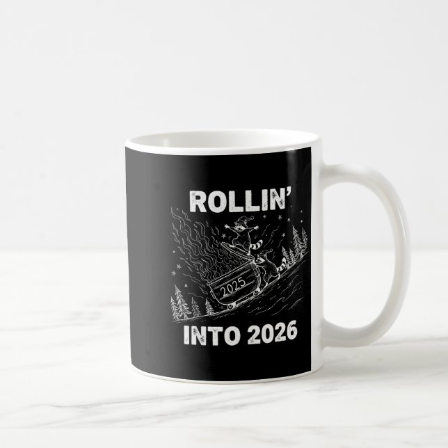Rollin’ Into 2026 Dumpster Fire New Year Party Fun Kaffeetasse (Rechts)