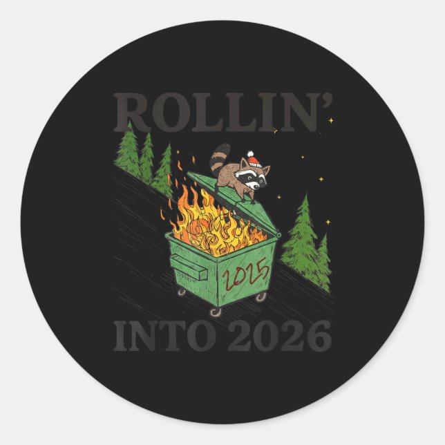 Rollin' Into 2026 For Women Boys Men Kids Happy Ne Runder Aufkleber (Vorderseite)