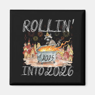 Rollin 'Into 2026 Frohes Neues Jahr Waschbär Männe Magnet