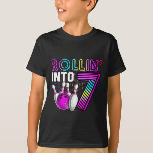 Rollin Into 7 Bowling Geburtstagsfeier 7. Geburtst T-Shirt