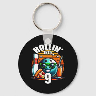 Rollin Into 9 Bowling Geburtstagsfeier 9. Geburtst Schlüsselanhänger