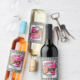 Rollin mit meinen Homies 90er Hahnentrittmuster Ge Weinetikett