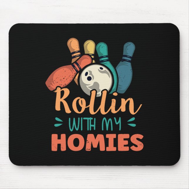 Rollin mit meiner Heimat Retro Bowling 2 Mousepad (Vorne)