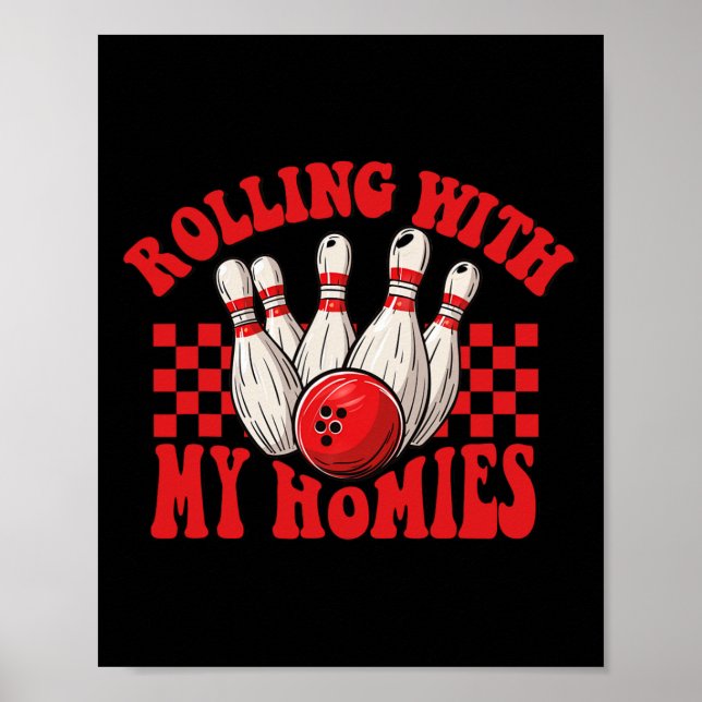 Rollin mit meiner Heimat Retro Bowling Funny Bowli Poster (Vorne)