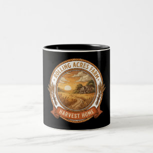 Rolling Acres Farm Erntedank Rustikales Logo Zweifarbige Tasse