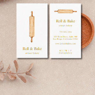 Rolling Button Bakery Koch Caterer Gold Script Visitenkarte