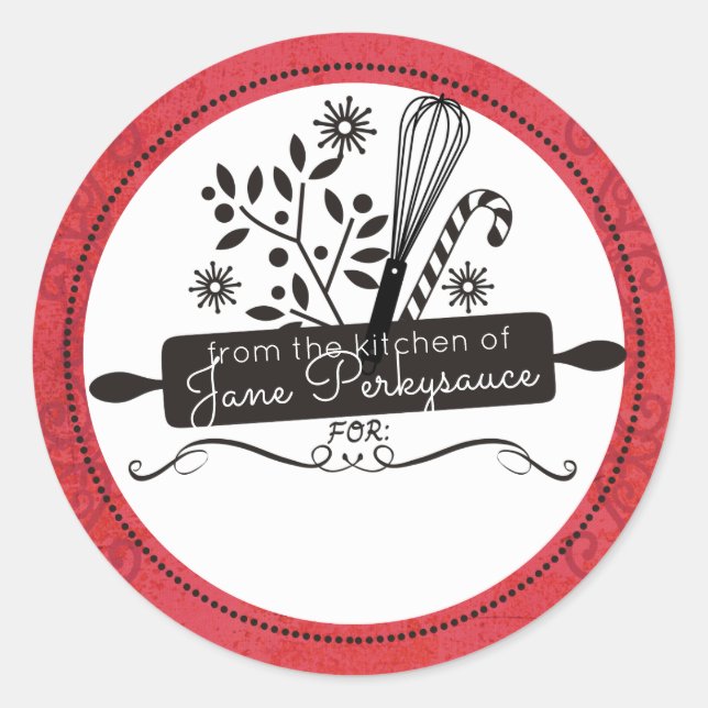 Rolling Button flüstert Weihnachten aus der Küche Runder Aufkleber (Vorderseite)