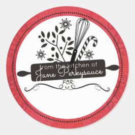 Rolling Button flüstert Weihnachten aus der Küche Runder Aufkleber