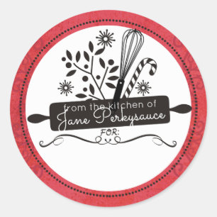 Rolling Button flüstert Weihnachten aus der Küche Runder Aufkleber