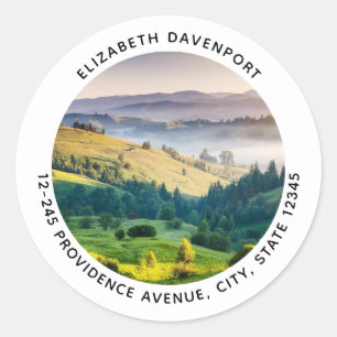 Rolling Hills Scenic Nature Foto Adresse Runder Aufkleber