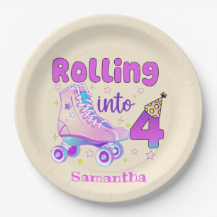 Rolling in 4 Roller Skater Geburtstagsfeier Pappteller