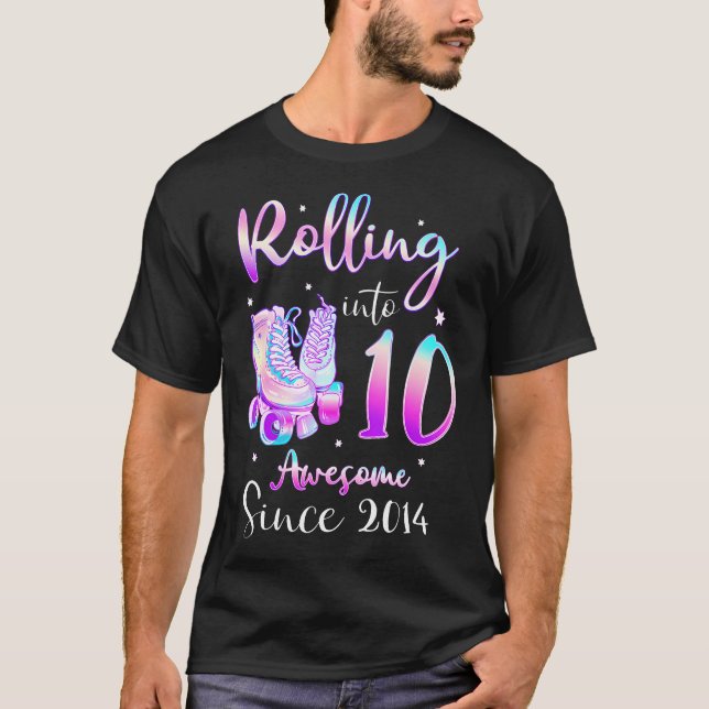 Rolling in Phantastisch seit 2014 Bday Roller Skat T-Shirt (Vorderseite)