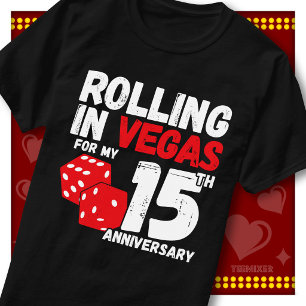 Rolling In Vegas 15. Hochzeitstag Lustiges Paar T-Shirt