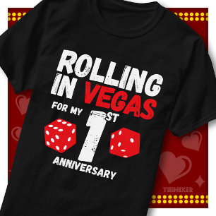 Rolling In Vegas 1. Hochzeitstag Lustiges Paar T-Shirt