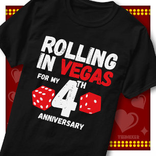Rolling In Vegas 4. Hochzeitstag Lustiges Paar T-Shirt