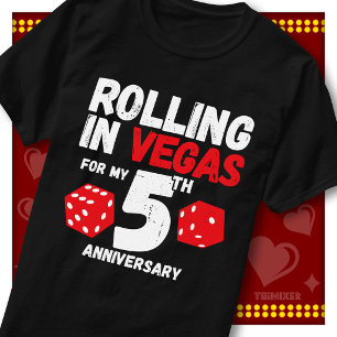 Rolling In Vegas 5. Hochzeitstag Lustiges Paar T-Shirt