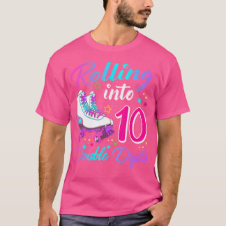 Rolling Into 10 Double Digits Roller Skates 10Th B T-Shirt