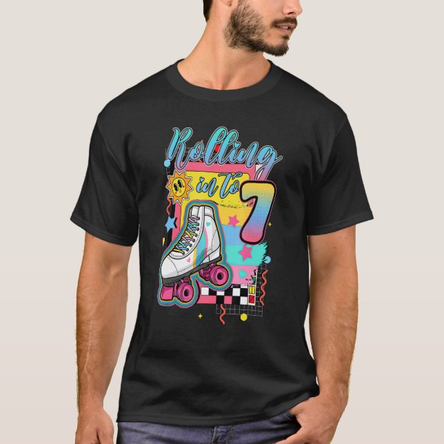 Rolling Into 7 years Lets Roll I'm Turning 7 Rolle T-Shirt (Vorderseite)