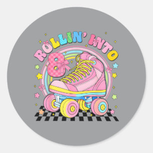 Rolling Into 8 Roller Skate Coquette Eight Runder Aufkleber