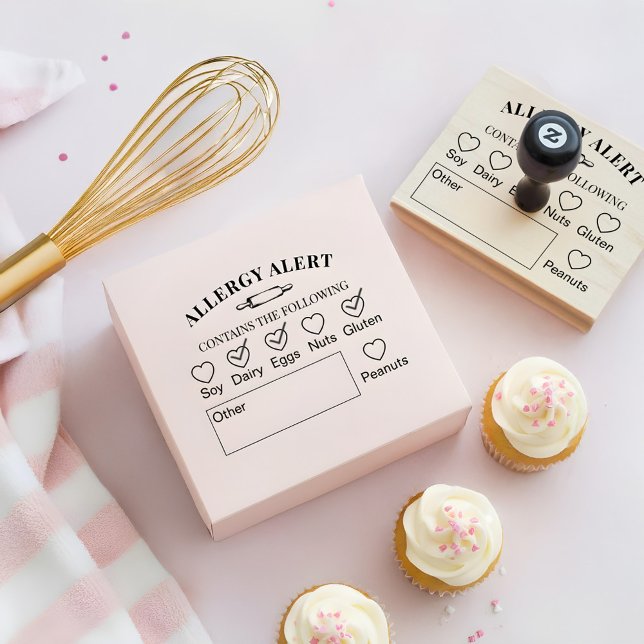 Rolling Pin Bakery Shop Allergy Alert Food Safety Gummistempel (Rolling Pin Bakery Shop Allergy Alert Food Safety Rubber Stamp)