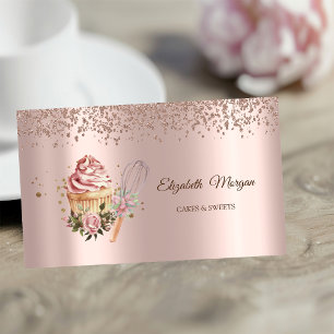 Rolling Pin mit Rosen-Gold-Diamanten und floralen Visitenkarte