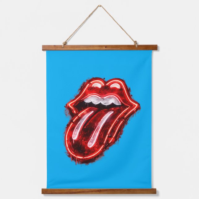 Rolling Stones Logo Wandteppich Mit Holzrahmen (Vorderseite)