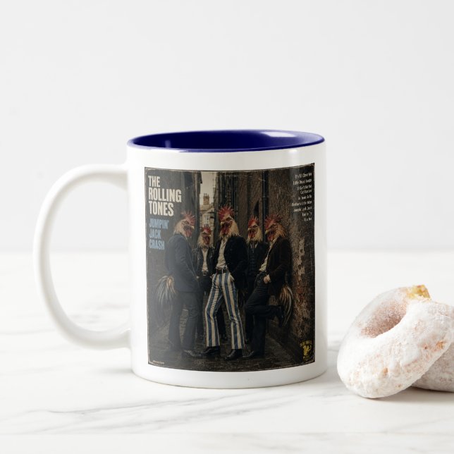 Rolling Tones: eine Parodie Zweifarbige Tasse (Mit Donut)