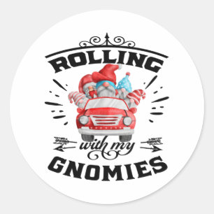 Rolling With My Gnomies Christmas Gnomes Runder Aufkleber