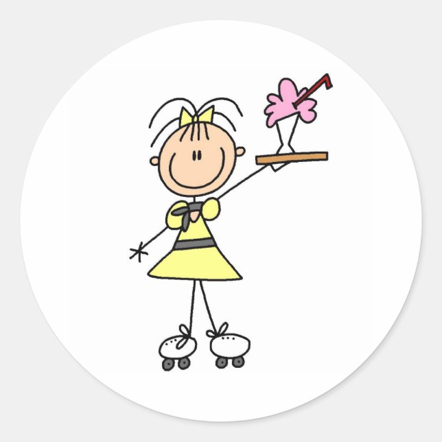 Rollkunstkellner Runder Aufkleber (Vorderseite)