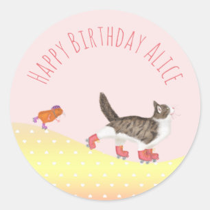 Rollschuh-Haustiere um Aufkleber