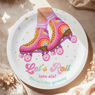 Rollschuh Lassen Sie uns Rollschuhfahren Mädchen G Pappteller