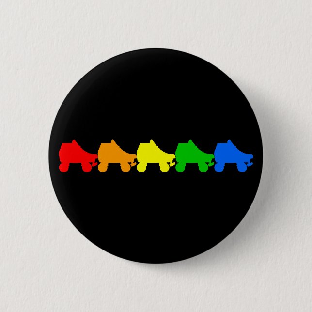 Rollschuh Regenbogen Button (Vorderseite)