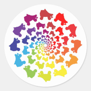 Rollschuh Regenbogen Kreis Runder Aufkleber