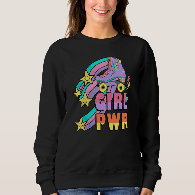 Rollschuh Retro-Bekleidung Mädchenpower Sweatshirt (Vorderseite)