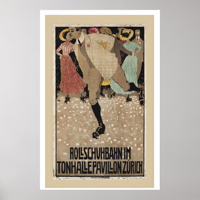 Rollschuhbahn Zürich Schweiz Vintage Poster (Vorne)