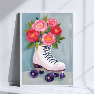 Rollschuhe Rosenstrauß Malerei Aquarell Poster