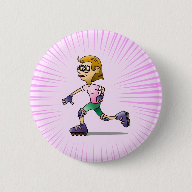 Rollschuhlaufendes Mädchen Button (Vorderseite)
