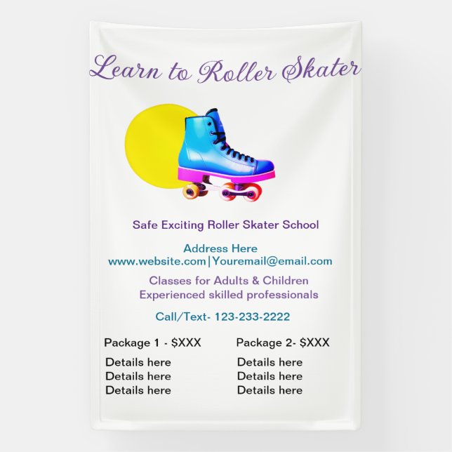 Rollschuhschule Paketpreis Geschäft f Banner (Vertikal)