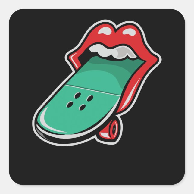 Rollskateboard Quadratischer Aufkleber (Vorderseite)