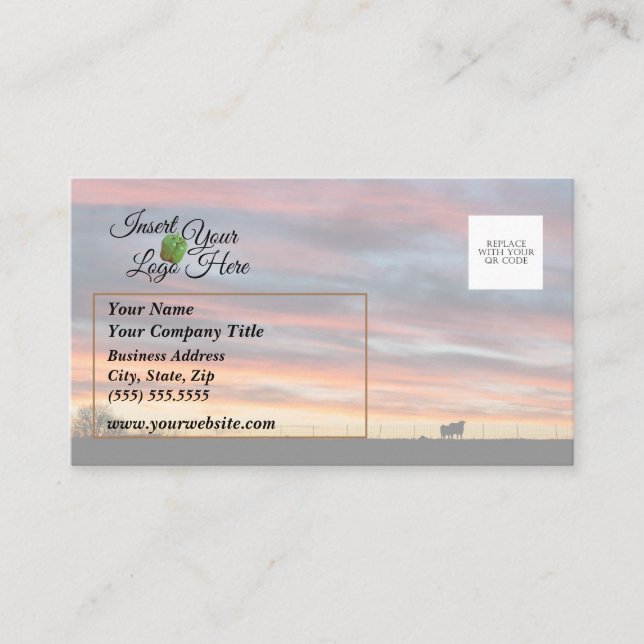 RollSky Waves Cow Sunset Business Card Visitenkarte (Vorderseite)