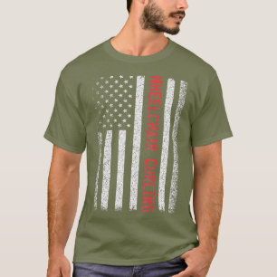 Rollstuhl Curling American Flag 4. Juli T-Shirt