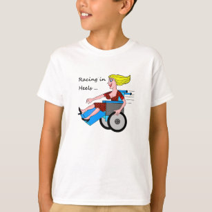Rollstuhl-Mädchen im Heels T-Shirt