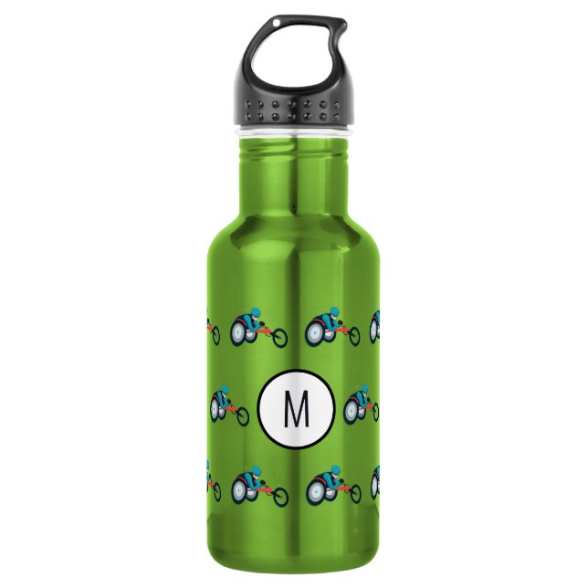 Rollstuhlfahren Edelstahlflasche (Vorderseite)