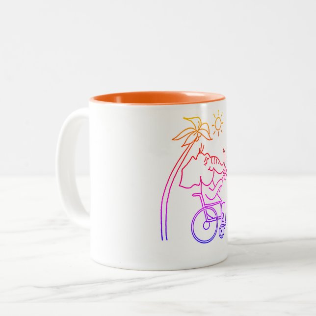 Rollstuhlfahrer Elefant  Zweifarbige Tasse (Vorderseite Links)