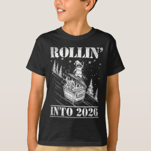 Rollt in 2026 Lustige Waschbär-Müllcontainer-Feuer T-Shirt