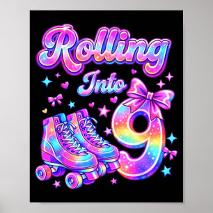 Rollt in 9 Jahre alte Rollschuh laufende Mädchen 9 Poster