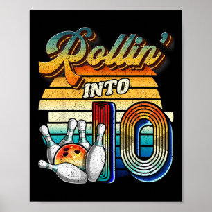 Rollt in die 10 Bowling-Geburtstagsfeier 10. Gebur Poster