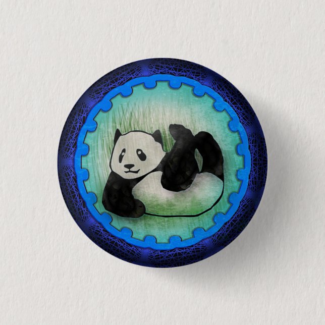 Rolly Polly freundlicher Panda-Kumpel im Blau Button (Vorderseite)